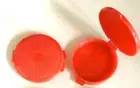 2 Tupperware Clamshell Round Pill Keeper Containers Red #1224 Hinged New