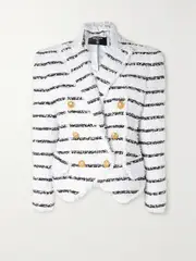 [Balmain] Balmain - Double-breasted Striped Bouclé Blazer - White - FR 36 FR 36 White