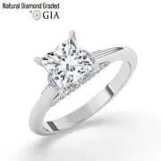 Princess Solitaire Natural Diamond Engagement Ring Platinum 0.90 Ct