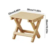 Small Folding Stool Portable Wooden Stool Chair Lightweights Fold-Up Step Stool Folding Foot Rest for Outdoor 28x26x22cm Wood Color