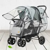 在飛比找樂天市場購物網優惠-雙胞胎嬰兒推車雨罩防風保暖雨衣雙人前後坐二胎推車通用型防雨罩
