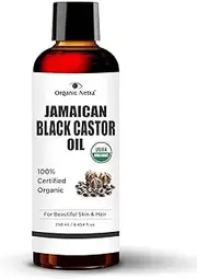 Organic Netra Cold Pressed Jamaican Black Castor Oil for Hair Growth For Healthy, Thick and Black Hair Reduces Acne Marks and Fine Lines For All Hair and Skin Types, 250ml