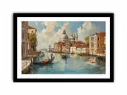 Venice with Gondola Framed print Art Poster