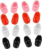 BCOATH Girl Doll Mini Shoes 8 Pairs Tiny Flat Shoes Plastic Boot Models for Dollhouse Decorations for Mini Scene Props