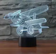 3W Desk Table Lamp Airplane 3D illusion Night Light 7 Changing Colors LED Touch