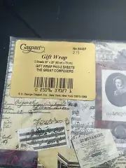 Caspari great composer gift wrap 1 package 2 sheets New Sealed