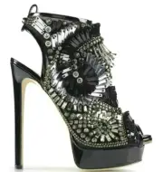 DSQUARED² Black Leather Crystal Sequin Embellished Sandals Shoes 38 39 or 40