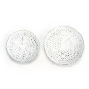 2x Willow & Silk Nested 15/12.5cm White Pressed Candle Plate Table Decor Bowls