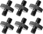1/4" Male to 1/4" Male Threaded Tripod Screw Adapter Double Head Stud Standard Mounting Thread Converter for Camera Cage Mount Light Stand Monopo Shoulder Rig Tripod Black-6 Packs