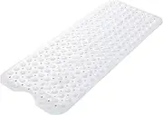 Bath Tub Shower Mat 100 x 40 cm Non-Slip and Extra Large, Bathtub Mat with Suction Cups, Machine Washable Bathroom Mats with Drain Holes (White)