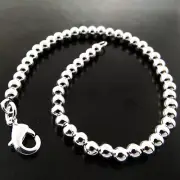 Bracelet Real 925 Sterling Silver Filled Ladies Bead Ball Bangle 20cm