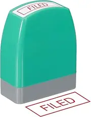 uxcell Filed Notice Stamp Self Inking, Red Ink Refillable Office Business Stamp Pre Inked Stamper, Green