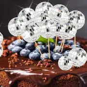 3/5/12 pcs Mini Disco Mirror Balls Cupcake Toppers Birthday Party Cake Toppers