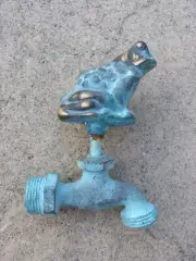 New - Sitting FROG Spigot Solid Brass Outdoor Water Faucet, Verdigris Finished