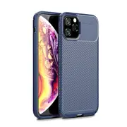 For iPhone 11 Pro Max Case, Carbon Textured Back Cover, Blue