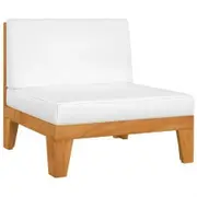 Sectional Middle Sofa & Cream White Cushions Solid Acacia Wood