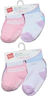 [Hanes] Baby Organic, Pure Comfort Infant Toddler Ankle Socks, Ez Sort, Boys & Girls