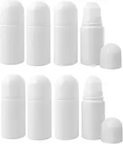 ITADAKU 50ml White Refillable Roll-On Bottles - Leak-Proof Plastic Rollerball Containers for DIY Essential Oils, Perfumes, and Balms (8 Pack)
