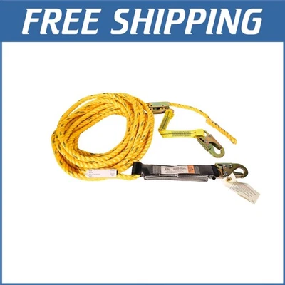 Heavy-Duty 50 Ft Lifeline Assembly with Adjustable Rope Grab for Maximum Safety