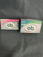 o.b. Applicator-Free Tampons, 1 Super 40 Count & 1 Regular 18 count-Brand New!!