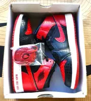 Nike Air Jordan 1 Mid 'Black Red Bred Text' Shoes DM9650-001 - Size 4Y 5.5 W