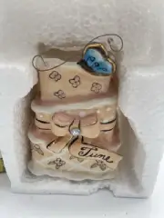 Blue Sky Clayworks June Birthday Cake Tea Light Candle Peach/White color