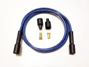 28" STRAIGHT VINTAGE BRAIDED CLOTH Blue Black SPARK PLUG WIRE 7MM COPPER CORE