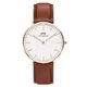 Daniel Wellington皮革風格時尚腕錶淺咖啡+玫瑰金-36mm-DW00100035 (10折)