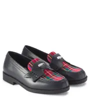 [Christian Louboutin Kids] Christian Louboutin Kids Mini Penny checked leather penny loafers UK 13 blue