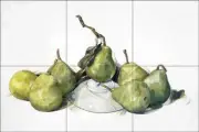 Pear Tile Backsplash Charles Demuth Fruit Art Ceramic Kitchen Mural CD001
