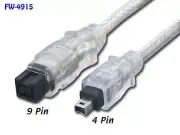 15 ft. IEEE 1394a 4 Pin to 9 Pin 1394b Firewire Cable
