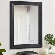 AAZZKANG Black Rustic Mirrors for Wall Large 50 x 40 cm Rectangle Wood Framed Hanging Mirrors Decorative for Bedroom Bathroom Living Room Entryway Hallway