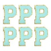Chenille Letter Patches 2.2" Letter P Embroidered Patch (Blue, Pack of 6)