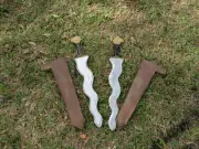 Handmade Eva Foam Pair Of Kriss Short Swords And Scabbards
