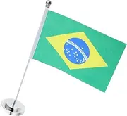 TOGEVAL Brazil National Flag Table Top Stand Mini Desk Flag Authentic Design for Restaurant Hotel Home Decor
