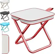 LUKIUP Mini Folding Chair Stool, 28 cm Folding Stool, Foldable Stool for Travel, Hiking, Garden, Fishing, Barbecue, Beach (Red)