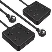 2 Pack Ultra Flat Plug Power StripPower Strips with Surge Protection-4 Widely...