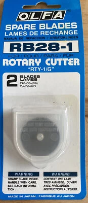 OLFA Rotary Cutter Replacement Blades(2) RB28-1, 28mm Sewing Tool Made in Japan
