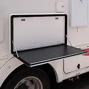 Outdoor Folding Table for Motorhome, Conversion Accessories for Motorhome, Buckle Lock, Convenient Storage, Maximum Load Capacity of 70 Lbs, Suitable for Caravans and Yachts (Black, 80)