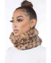 Marcus Adler Cozy Luxe Faux Fur Pom Loop Scarf Women's One Size Leopard~