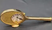 Mini Tennis Racquet Clock IN Gold With Hands of Tennis Racquet And Ball