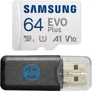 Samsung 64GB EVO Plus Micro SDXC Memory Card for Action Camera Compatible with GoPro Hero (2024), Hero 13 Black (MB-MC64SA) U3 C10 V30 Bundle with 1 Everything But Stromboli SD & MicroSD Card Reader