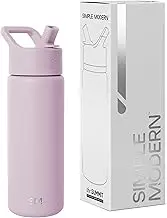 Simple Modern Kids Water Bottle with Straw Lid Vacuum Insulated Stainless Steel Metal Thermos Bottles | Reusable Leak Proof BPA-Free Flask for School | Summit Collection | 18oz, Lavender Mist