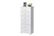 Costway 6 Chest of Drawers Tallboy Storage Cabinet Living Bedroom White