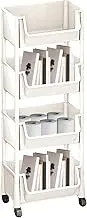 Book Multi-Tier Rolling Cart – Storage Shelf with Wheels, Mobile Utility Stand, Space-Saving Organizer | Trolley Rack for Snacks, Toys, Supplies, Small Rooms, Classroom, Study Area, Office Nook