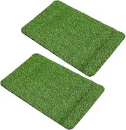 2pcs Door Mat Outdoor Rugs Puppy Pee Grass Washable Entry Rugs Artificial Grass Dog Potty Pee Pads for Litterbox Mat Outdoor Turf Green Polypropylene Fiber (Polypropylene)