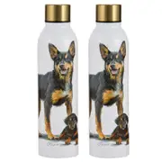 2PK Ashdene Puppy Love Kelpie Drink Bottle 24.5cm Travel Water Container White