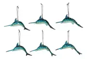 Set Of 6 Nautical Blue Swordfishes Ocean Marine Wall Decor Tree Ornaments