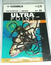 Mustad 2/0 Octopus/Beak Ultra Point Hooks (25 Hooks per pack)