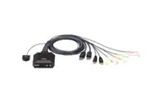 Aten 2 Port USB 2.0 DisplayPort Cable KVM Switch with Audio. Support 2560x1600@60Hz, DP 1.2, DP++